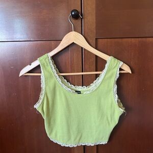 Green Tank with Lace